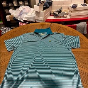 Golden Bear Stylish Men's Polo Shirt - Teal and White Stripes